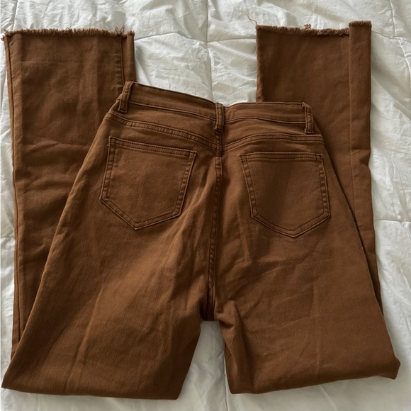 Cider Bootleg Jeans Frayed Bottom Brown Jeans Size S two front and back pockets - Picture 3 of 12